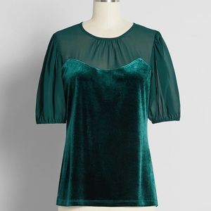 Green Sheer Velvet Top By ModCloth size 2X